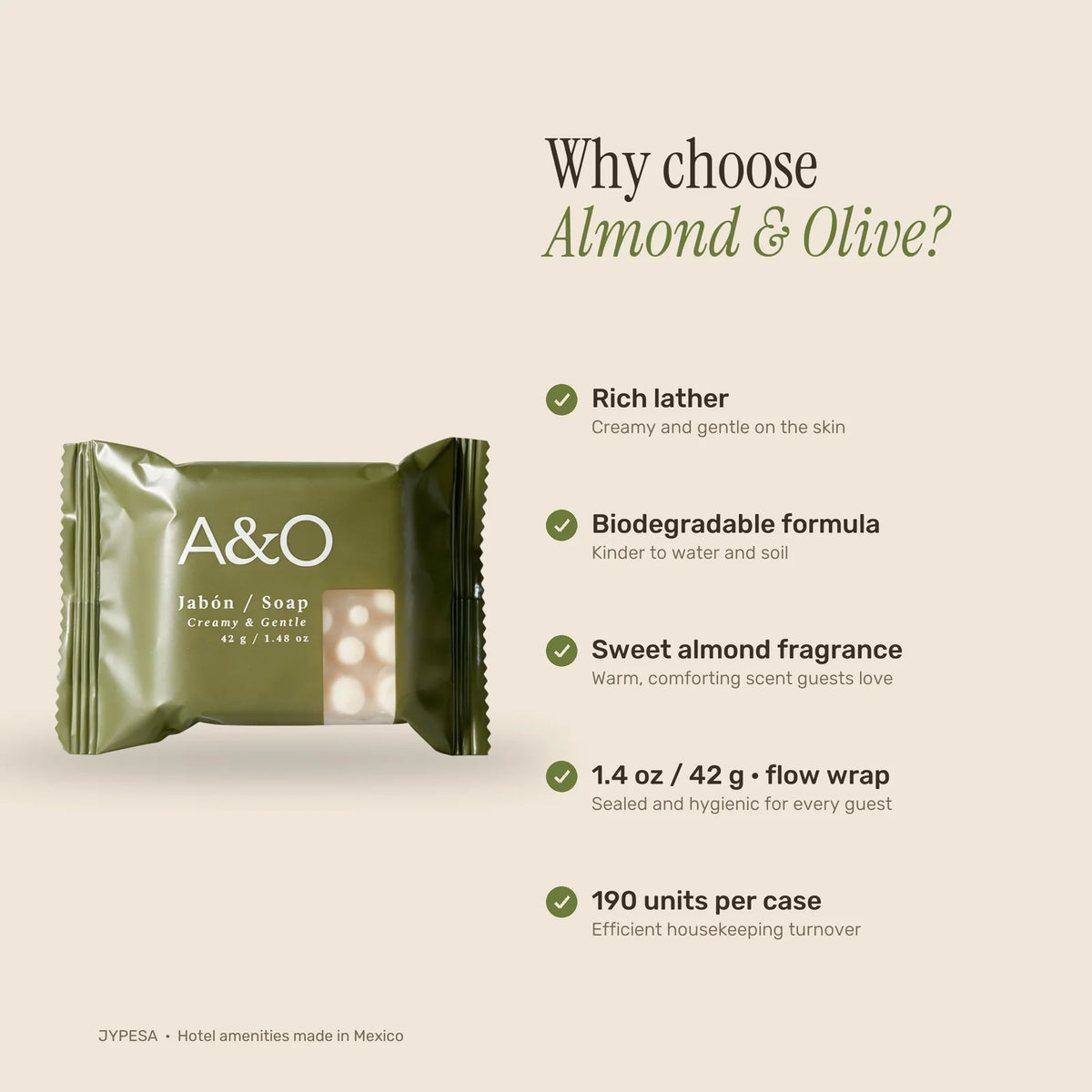 Almond & Olive Bar Soap – 42g / 1.4 oz | Case of 190