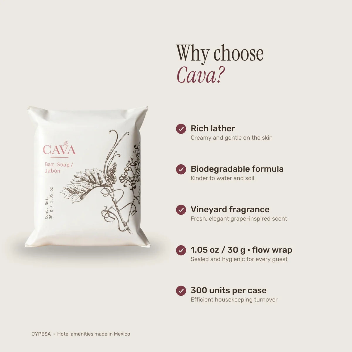 Cava Bar Soap – 30g / 1.05 oz | Case of 300