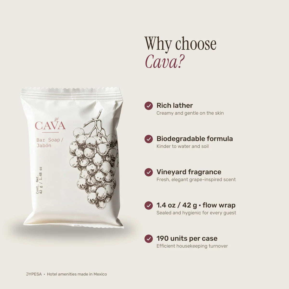 Cava Bar Soap – 42g / 1.48 oz | Case of 190