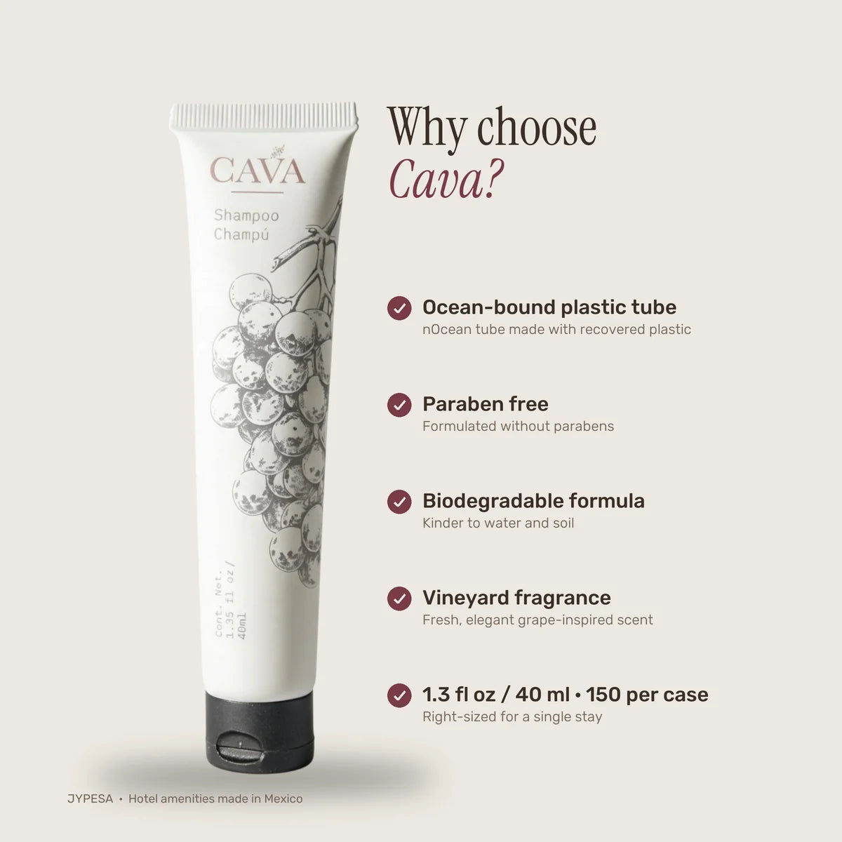 Cava Shampoo – 40 ml / 1.35 fl oz | Case of 150