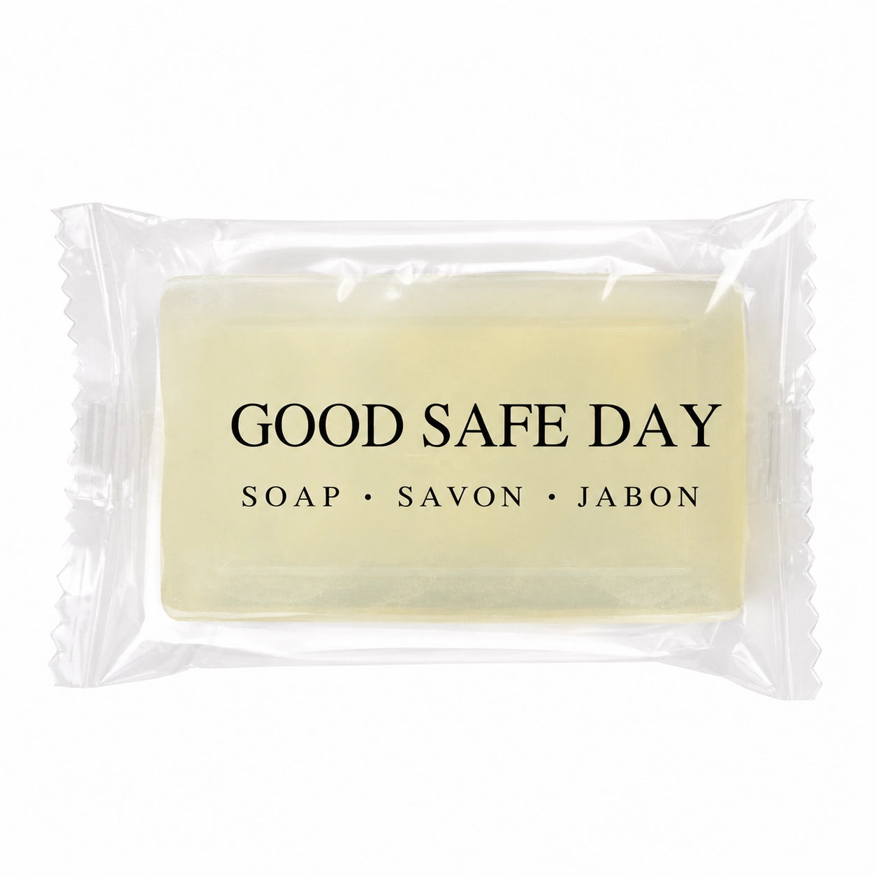 Good Safe Day Translucent Bar Soap  -Flow Wrap.  # 1 1/2  (500 Bars)